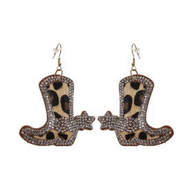 Bling Rhinestone Earring - Cheetah Boots