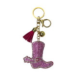 KC444X606 Bling Rhinestone Keychain - Pink Boot