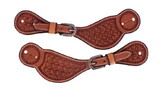 Showman L-139 Men's Argentina Cow Leather Spur Straps with Floral Tooling