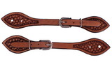 Showman L-158 Men's Argentina Cow Leather Spur Straps with Basketweave Tooling