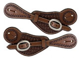 Showman M-157 Men's Argentina Cow Leather basket stamp Spur Straps