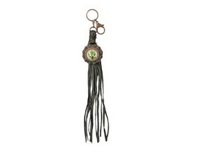 OK156CBBRN Copper Concho Fringe Keychain with Cactus