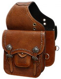 Showman SB-54 Tooled leather saddle bag with engraved brushed nickel hardware