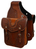 Showman SB-55 Tooled leather saddle bag with antique copper conchos