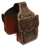 Showman SB-58 Floral Tooled leather saddle bag with buckstitch accent