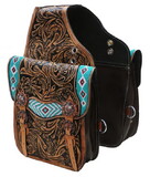 Showman SB-63 Tooled leather saddle bag with beaded inlay