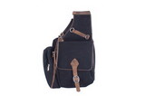 Showman SB-68 Black Canvas deluxe saddle bag with flap over closure and leather buckle