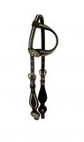 Showman WX-8022 Silver Beaded one ear headstall with conchos, Argentina Cow leather. REINS NOT INCLUDED