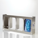 Health Care Logistics - Quadruple Stainless Steel Glove Box Holder w/ Dividers