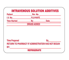 Health Care Logistics - Intravenous Solution Additives Labels