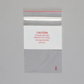 Health Care Logistics - Caution Dosage Strength Bags, 4 x 6