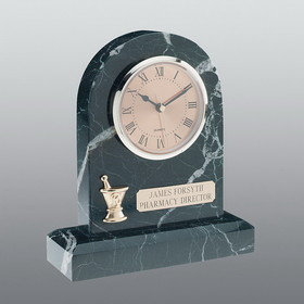 Health Care Logistics - Marble Zebra Clock, Personalized Brass Plate