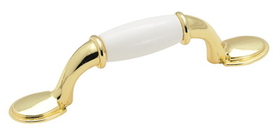 Amerock 245WPB 3" Ctr Pull White Polished Brass
