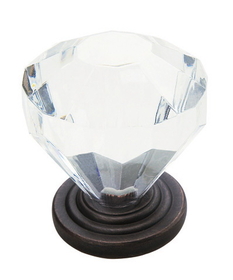 Amerock 14303ORB 1-1/4" Knob Crystal/Oil Rubbed Bronze