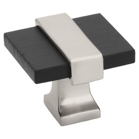 Amerock BP36680BMBG10 Knob 1-5/16 Overton Brushed Matte Black / Satin Nickel