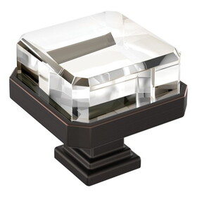Amerock BP36975CORB Knob 1-3/8in Glacio Clear Oil Rubbed Bronze
