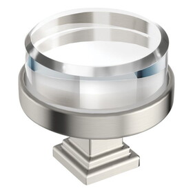 Amerock BP36976CG10 Knob 1-1/2in Glacio Clear Satin Nickel