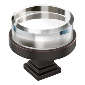 Amerock BP36976CORB Knob 1-1/2in Glacio Clear Oil Rubbed Bronze