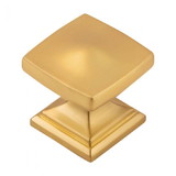 Belwith KNOB, 1-1/4in SQ. BRUSHED GOLD BRASS