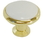 Belwith P427-W 1-1/4" Knob White/Polished Brass, Price/Each