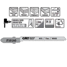 CMT JT101AO Jigsaw Blade 3in 20TPI Wood HCS 5/PK