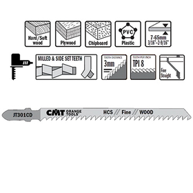 CMT JT301CD Jigsaw Blade 4-1/2in 8TPI Wd HCS 5/PK