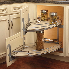 Rev-A-Shelf 582-18-RMP 582-18-RMP  Curve Two-Tier Blind Corner Pull-out Right-Hand Chrome/Maple