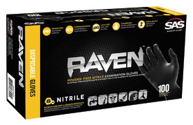 Hafele Raven Gloves, Nitrile, Black, 6 mm