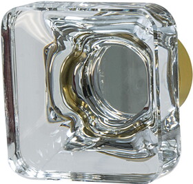Hafele 133.50.111 Amerock - Knob,Glacio Aluminum &Amp; Synthetic Crystal,(1 3/8" X 1 3/8") 35 X 35 mm,Golden Champage &Amp; Clear
