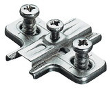 Hafele Cruciform mounting plate, Hafele Duomatic A, steel, pre-mounted Euro screws, for centre panel thickness 19 mm, drilling depth 8.5 mm