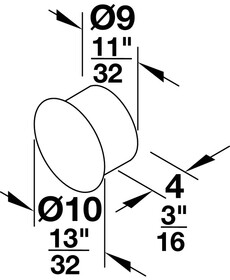 Hafele 403.50.976 Cover Plug,For Silent Aluflex For Mounting Into Drill Hole In The Vertical Aluminum Frame Profile,Black