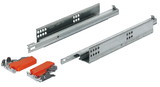 Hafele 423.53.355 Concealed runners, Blum Tandem 550 H single extension, load-bearing capacity up to 30 kg, steel, for surface mounting, snap-in coupling