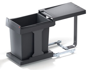Hafele 502.43.300 Waste Bin Pull-Out, Single Bin, Hailo Easy Cargo 20,Bin: Plastic, slate gray, cabinet width min. 300 mm