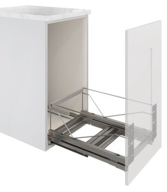 Hafele 502.57.950 Kessebohmer - Waste Bin Pull-Out,Double Bin,Bottom Mounted For 18" Cabinet Width,Silver,Bulk/Frame Only