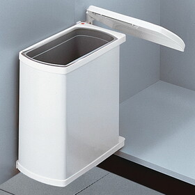 Hafele 502.62.710 Side Panel/Door Mounted Waste Bin, 18 litres, Hailo Uno, model 3418-00,Installation behind hinged doors, White/light gray
