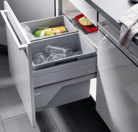 Hafele 502.73.902 Waste Bin Pull-Out, Hailo Euro Cargo S,Installation behind fronts, Cabinet width: 600 mm (23 5/8")