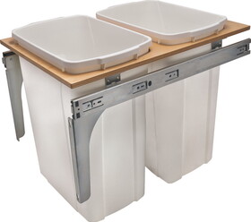 Hafele 503.12.746 Waste Bin Pul-ut, KV Wood Frame Side Mount, Double, Depth is 22 1/2",PDMTM1--35WH,381 mm,15"