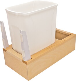 Hafele 503.14.772 Waste Bin Pull-Out, KV Wood Frame, Bottom Mount, Single, Depth is 22 3/8",35 qt.