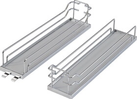 Hafele 546.63.578 Tray Set, Dispensa,For Pantry Pull-Out &amp; Base Pull-Out II, Chrome/Gray, width 4", 2 trays