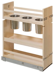 Hafele 595.14.816 Base Pull-Out Canister Organizer,Baltic Birch Century Cascade Series,302 mm (11 7/8") Width; 5 Canisters