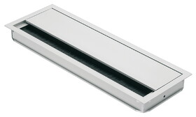 Hafele 631.29.301 Anodized Aluminum Grommet,Rectangular With Lid And Brush 1-Piece,For Workplace Organization,Dim.:320 X 110 mm; Black