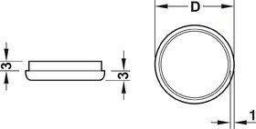 Hafele 650.22.071 Quickclick Glide,For Press Fitting &#216; 20-50 mm For Smooth Floors,&#216; 20 mm