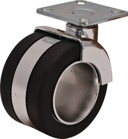 Hafele 661.24.201 Caster,Plate Mount,Load Bearing Capacity 110 Lbs.,Chrome/Black Without Brake