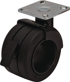 Hafele 661.24.301 Caster,Plate Mount,Load-Bearing Capacity 110 Lbs.,Black/Black Free Running,Without Brake