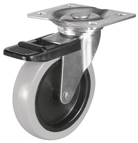 Hafele 663.25.921 Caster,Plate Mount,With Brake,Load-Bearing Capacity 66 Lbs. Wheel &#216;75 mm (3")