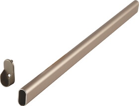 Hafele 801.13.688 Aluminum Oval Closet Rod, with Supports,Matt nickel, 908 mm (35 3/4")