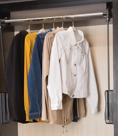 Hafele 805.32.246 Pull Down Closet Rod, Motorized,Standard lift, 27-33" width; 60 lbs. capacity, chrome/chrome/black