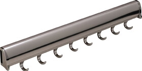 Hafele 807.67.215 Belt Rack,Tag Synergy Elite Collection,8 Hook,17 15/16" With Full Extension Slide,Polished Chrome,With Chrome Hooks And End Caps