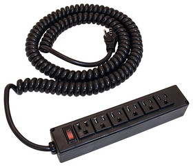 Hafele 822.09.340 Power Strip, 6 Outlet with Spiral Power Cord