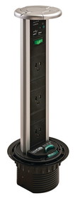 Hafele SensioPod Vertical Powerdock, 3 Outlets, 2 USB Ports, Splashproof